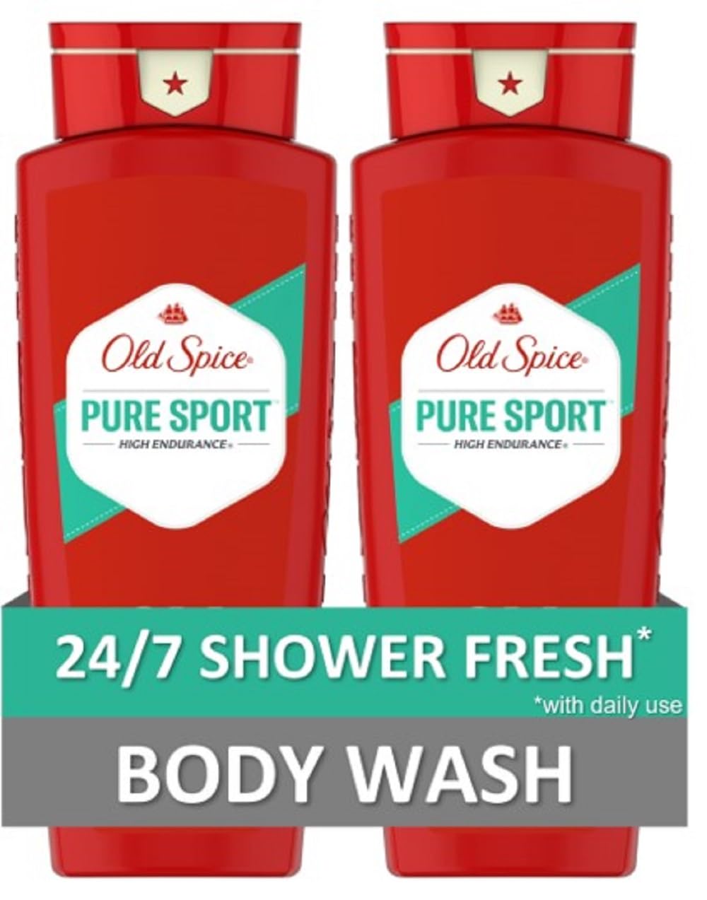 Old Spice Men's Refreshing Body Wash 24/7 Defense 3X Duration Pure Sport Scent 24oz Pack