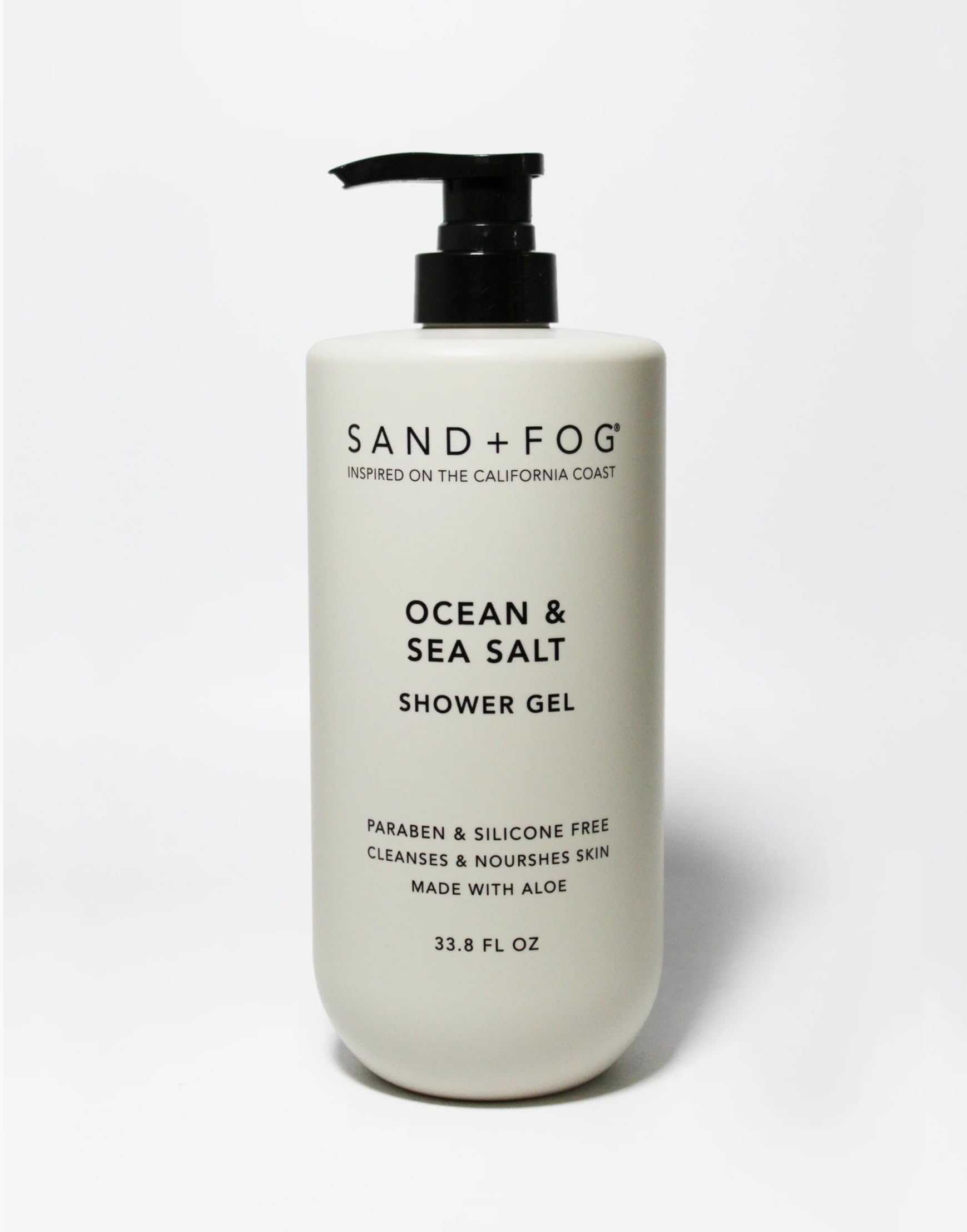 Men's Sand & Fog Premium Body Wash/Shower Gel Ocean & Sea Salt Paraben and Silicone Free 32oz Clean Skin Nourish Aloe
