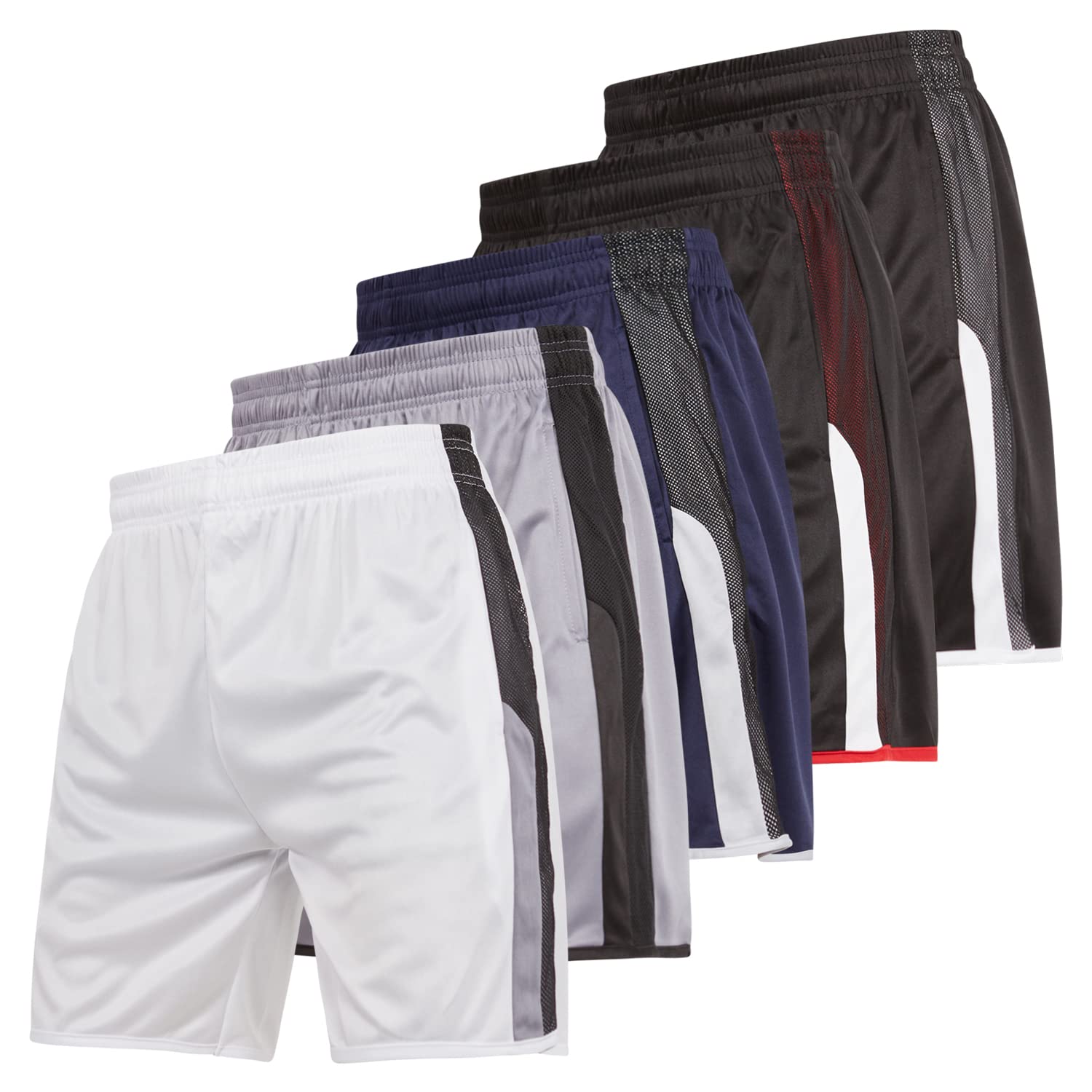 Ultra Performance 5 Pack Mens Athletic Basketball Shorts - 7 inch Running Workout Gym Shorts for Men, SM – 5X
