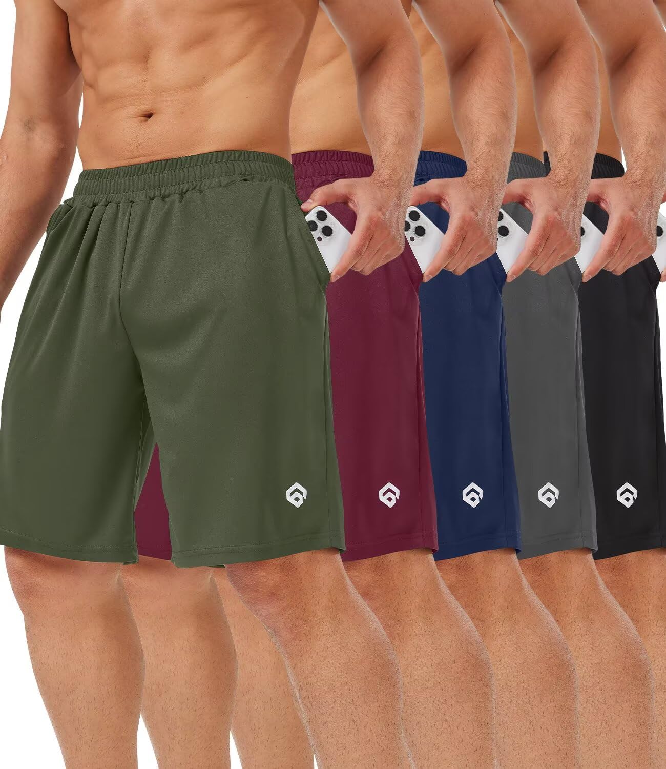 Lomsoe Mens 5 Pack Athletic Shorts with Pockets 9'' Quick Dry Basketball Shorts for Gym Running
| Lomsoe Mens 5 Pack Sh