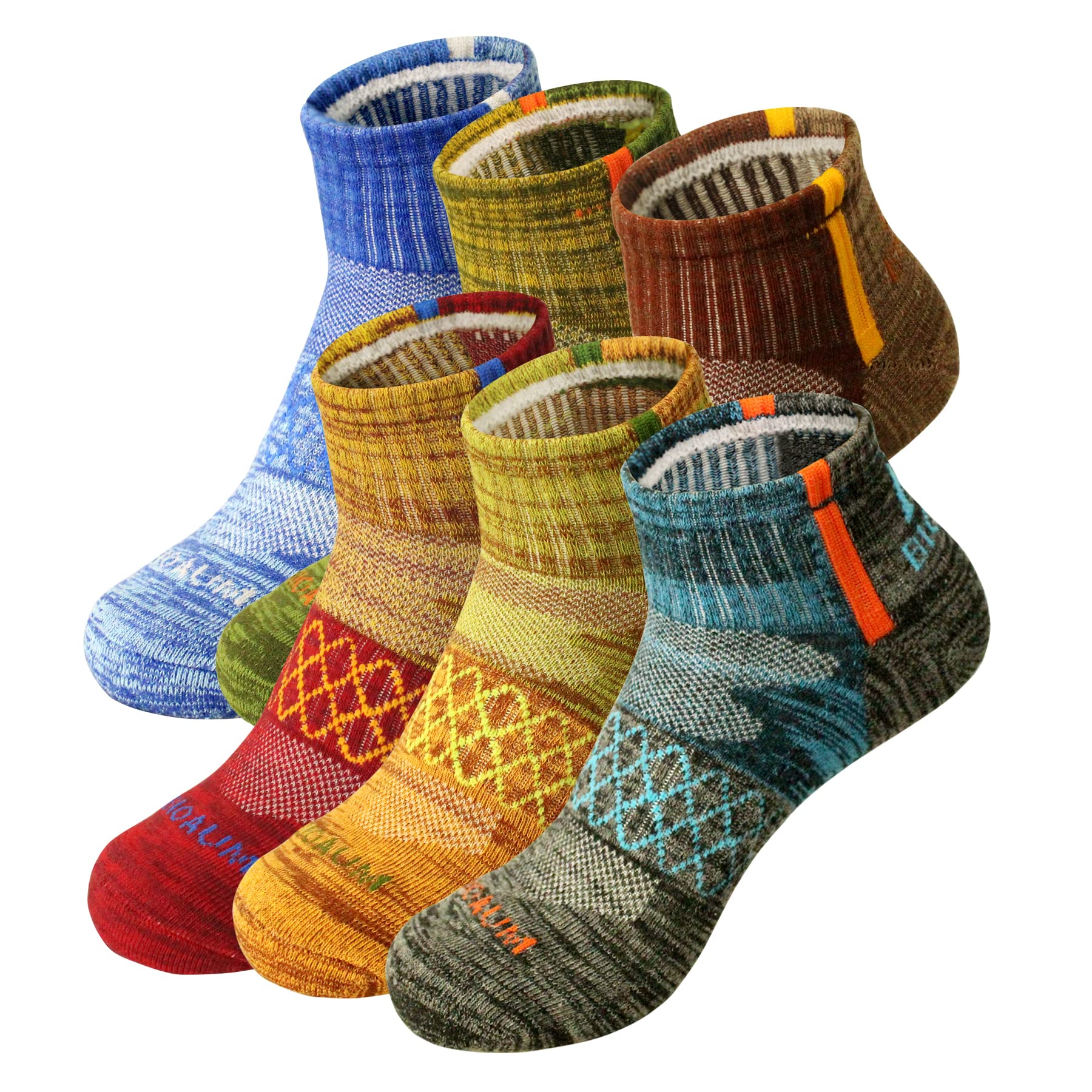 BIOAUM Men's Athletic Socks - Size 10-13, 6 Pairs Cotton Quarter Socks for Running and Workout - Moisture Wicking, Breat