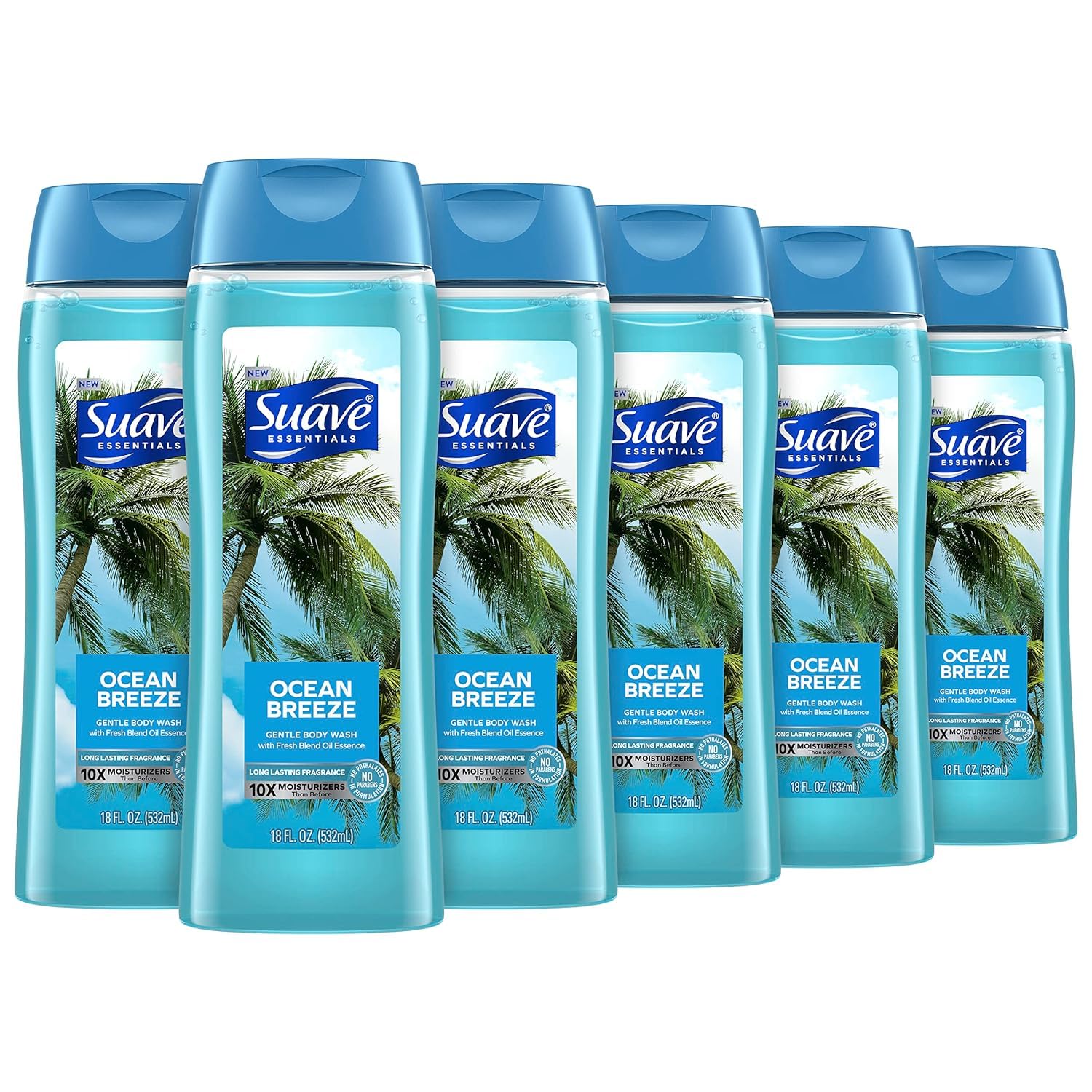Suave Moisturizing Body Wash, Ocean Breeze Scent, Vitamin E, Paraben and Phthalate Free, 18 Oz Pack of 6
| Suave Moistu
