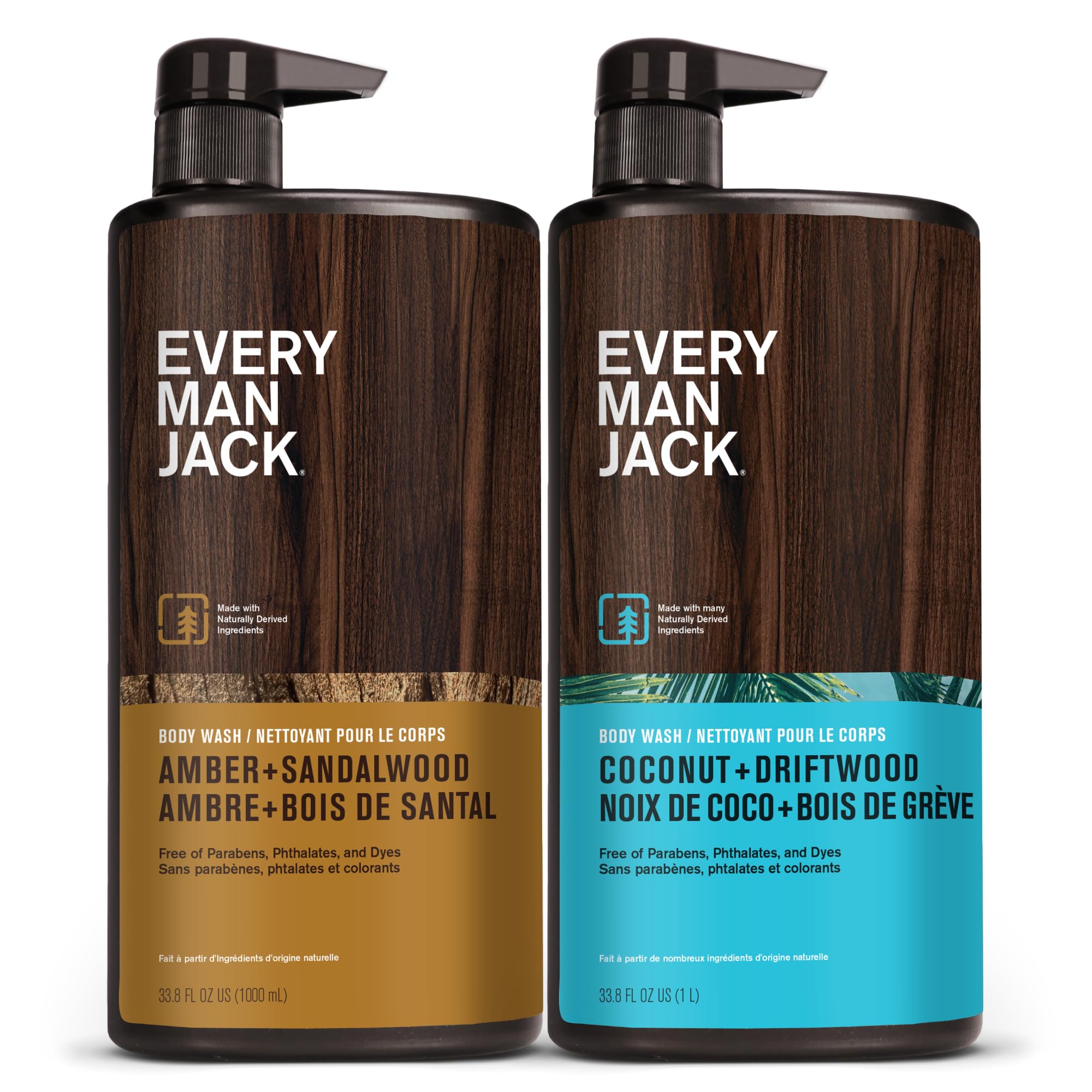 Every Man Jack Coconut Driftwood & Amber Sandalwood Mens Body Wash for All Skin Types - Cleanse, Hydrate, and Smell Grea